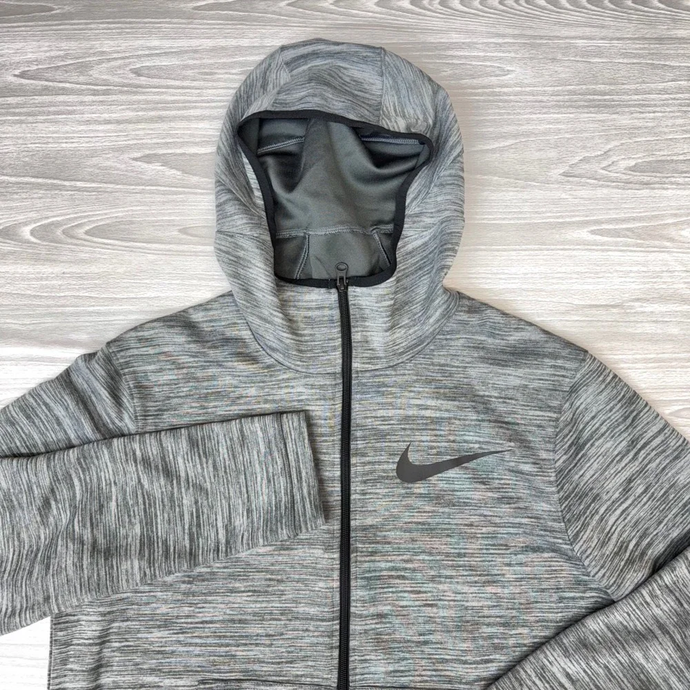 Nike Dri-FIT Mens Full Zip Hoodie Grey Space Dye‎ AH7596-050 M